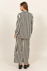 HYFVE Striped Button Up Shirt and Pants Set OutfitFlow